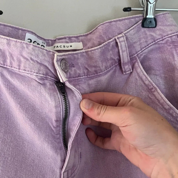 Pacsun Womens Purple Baggy Carpenter Jeans 26 Straight Leg Raw Hem Wide Leg - Picture 4 of 12